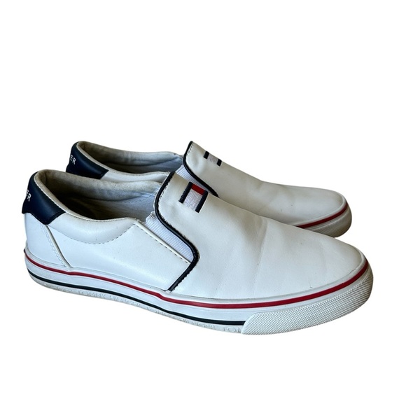 Tommy Hilfiger White Vegan Leather Slip-on Boat Shoes size 7.5M - Picture 2 of 8